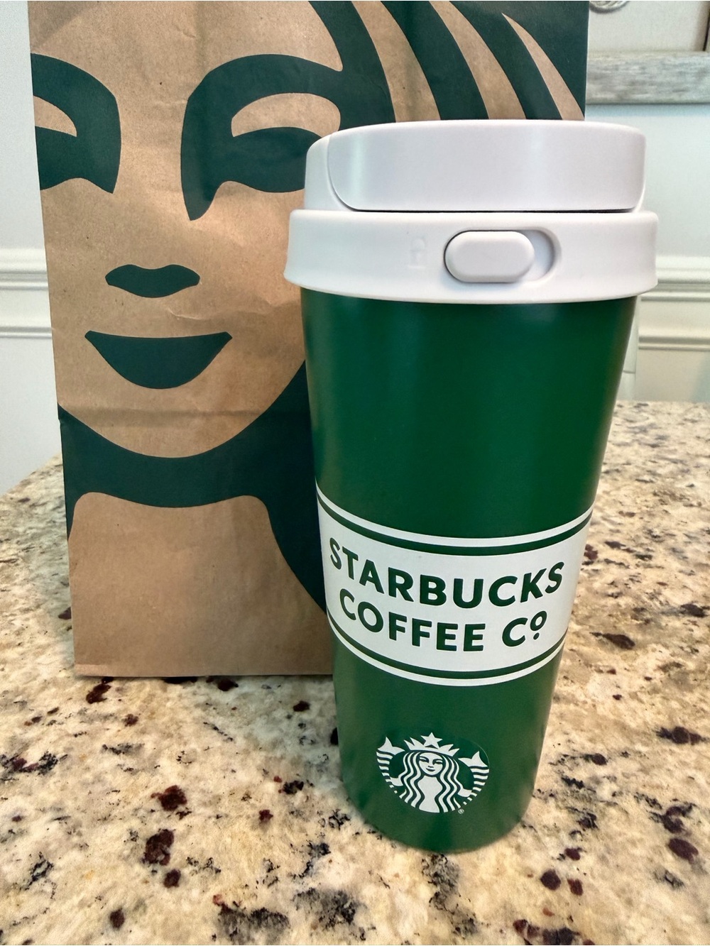NEW ROAD TRIP Starbucks Dark Green Stainless Steel Tumbler with White Accents